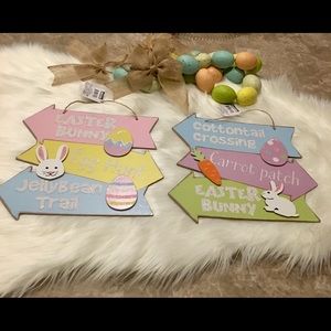 Set of 2 Happy Easter Bunny Directional Signs